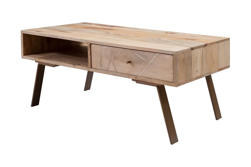 Soffbord Weikko 95 cm med Förvaring Låda + Hylla - Massivt Trä - Möbler - Bord & matgrupp - Soffbord
