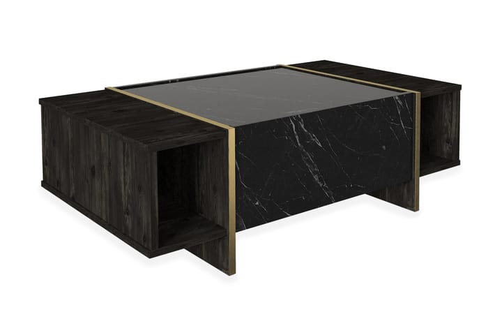 Soffbord Widegates 104 cm med Förvaring Hyllor + Lucka - Svart/Guld - Möbler - Bord & matgrupp - Marmorbord