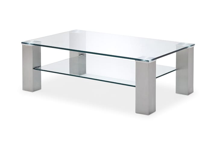 Soffbord Woodell 110 cm med Förvaring Hylla - Glas/Silver - Möbler - Bord & matgrupp - Soffbord