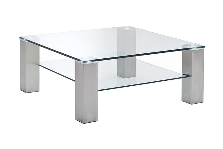 Soffbord Woodell 90 cm med Förvaring Hylla - Glas/Silver - Möbler - Bord & matgrupp - Soffbord
