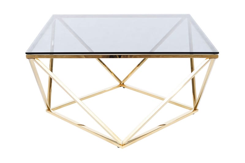 Soffbord Yealand 80 cm - Rökfärgat Glas/Guld - Möbler - Bord & matgrupp - Soffbord