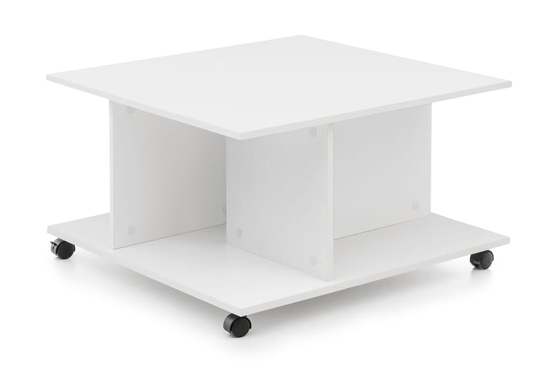 Soffbord Yosha 74 cm med Förvaring Hyllor på Hjul - Vit - Möbler - Bord & matgrupp - Avlastningsbord & sidobord - Sängbord & nattduksbord