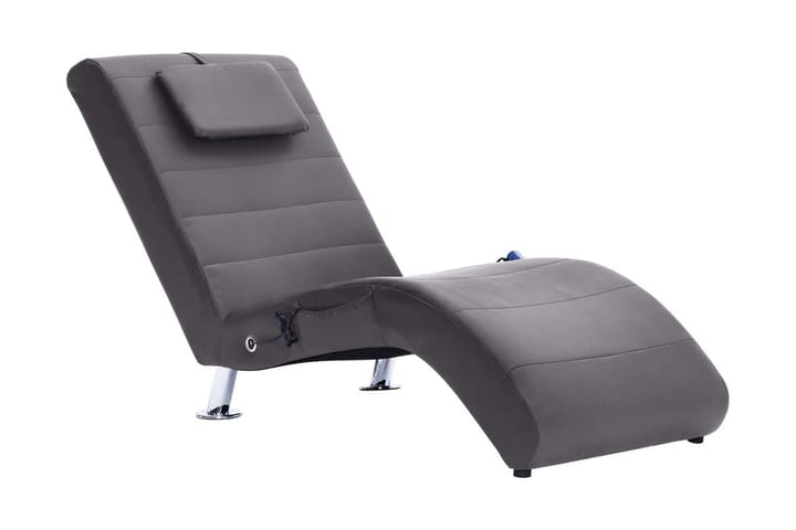Massageschäslong med kudde grå konstläder - Grå - Möbler - Fåtöljer & fotpallar - Massagestol & massagefåtölj