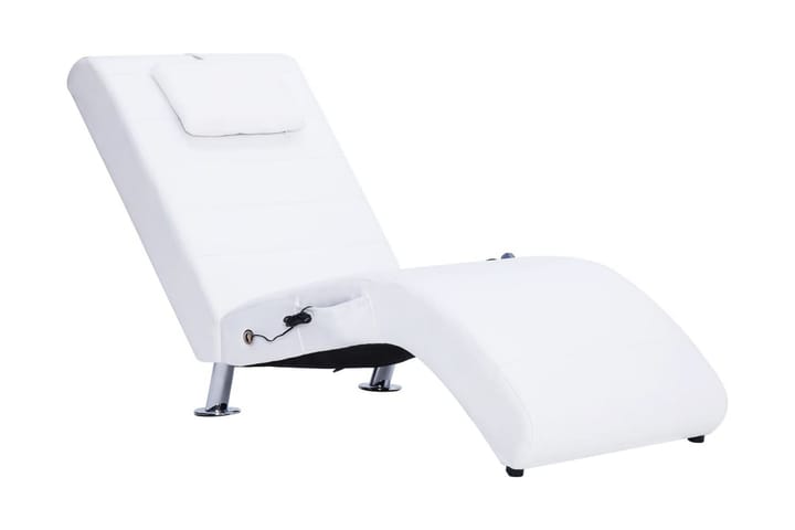 Massageschäslong med kudde vit konstläder - Vit - Möbler - Fåtöljer & fotpallar - Massagestol & massagefåtölj