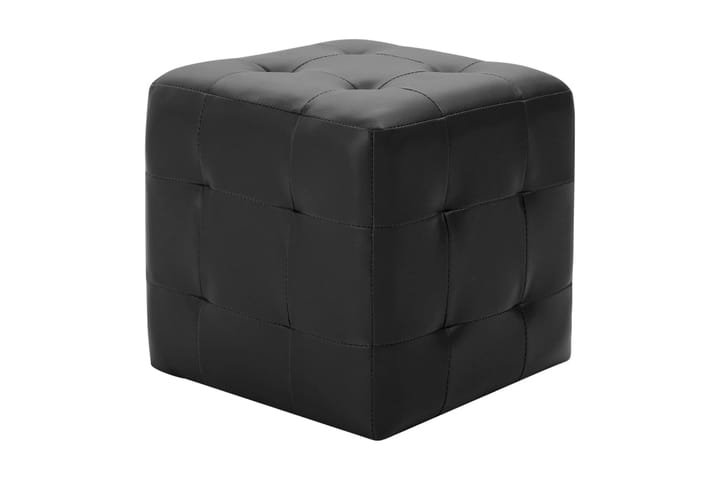 Sittpuff 2 st svart 30x30x30 cm konstläder - Svart - Möbler - Fåtöljer & fotpallar - Sittpuff