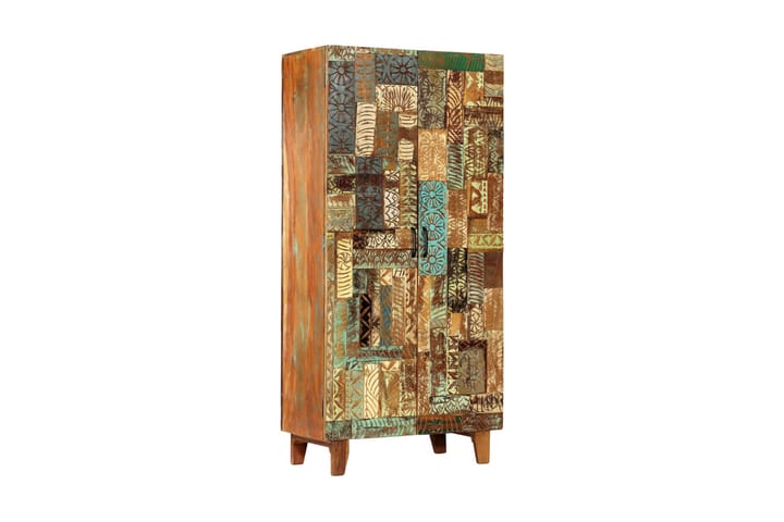 Handsnidat skåp 85x45x180 cm massivt återvunnet trä - Brun - Möbler - Bord - Lampbord & sidobord