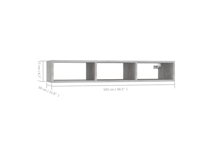 Vägghylla betonggrå 102x30x17 cm spånskiva - Grå - Möbler - Förvaring - Hyllor