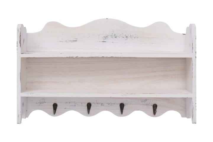 Väggkrokar med förvaring vit 50x10x30 cm trä - Vit - Möbler - Förvaring - Klädhängare & hängare