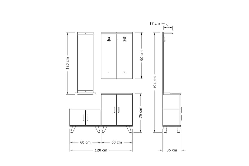 Klädförvaring Hasta 120 cm - Brun|Vit - Möbler - Hallmöbler - Möbelset för hall & entre