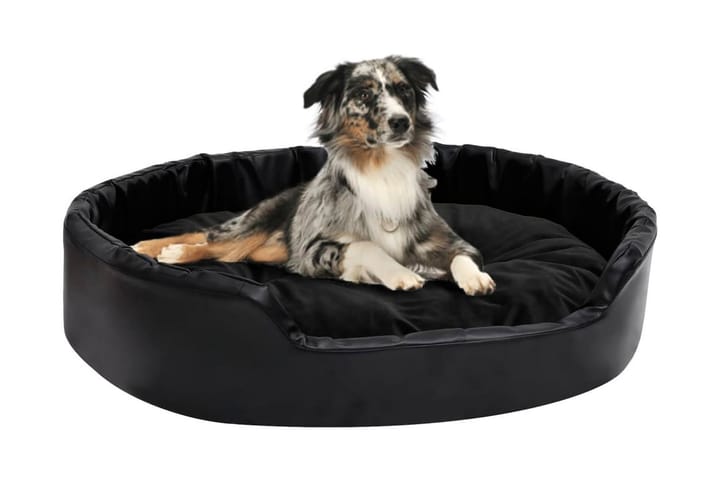 Hundbädd svart 90x79x20 cm plysch och konstläder - Svart - Möbler - Husdjursmöbler - Hundmöbler - Hundbädd & hundsäng