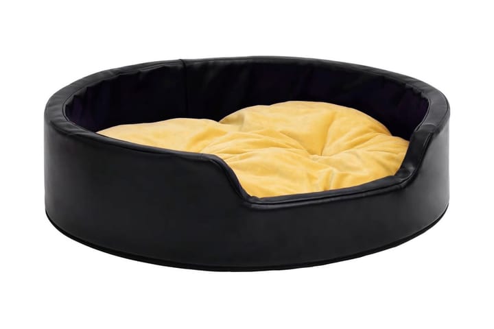 Hundbädd svart och gul 69x59x19 cm plysch och konstläder - Svart - Möbler - Husdjursmöbler - Hundmöbler - Hundbädd & hundsäng