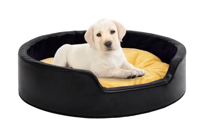 Hundbädd svart och gul 69x59x19 cm plysch och konstläder - Svart - Möbler - Husdjursmöbler - Hundmöbler - Hundbädd & hundsäng