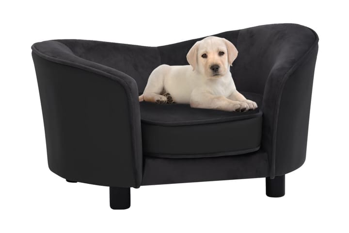 Hundsoffa svart 69x49x40 cm plysch och konstläder - Svart - Möbler - Husdjursmöbler - Hundmöbler - Hundbädd & hundsäng