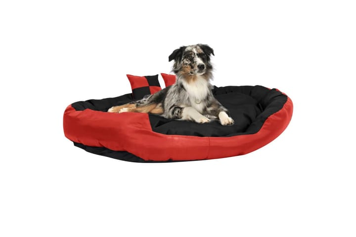 Vändbar och tvättbar hundsäng röd och svart 150 x 120 x 25 c - Röd - Möbler - Husdjursmöbler - Hundmöbler - Hundbädd & hundsäng