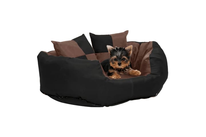 Vändbar och tvättbar hundsäng svart och brun 65x50x20 cm - Svart - Möbler - Husdjursmöbler - Hundmöbler - Hundbädd & hundsäng