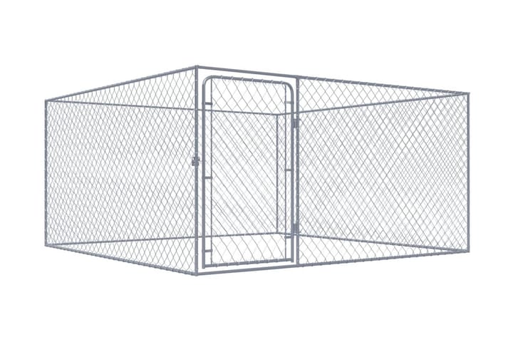 Hundgård för utomhusbruk galvaniserat stål 2x2x1 m - Silver - Möbler - Husdjursmöbler - Hundmöbler - Hundkoja & hundhus