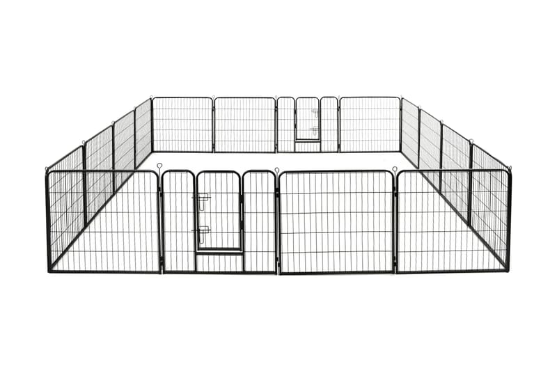Hundhage 16 paneler stål 80x80 cm svart - Svart - Möbler - Husdjursmöbler - Hundmöbler - Hundbädd & hundsäng