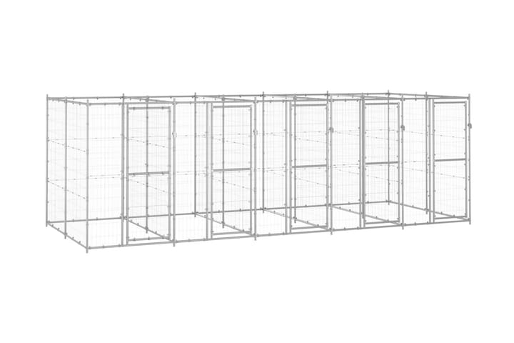 Hundgård för utomhusbruk galvaniserat stål 12,1 m² - Silver - Möbler - Husdjursmöbler - Hundmöbler - Hundtillbehör & hundaccessoarer - Hundgrind & hundstaket