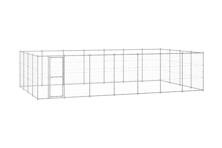 Hundgård för utomhusbruk galvaniserat stål 33,88 m²