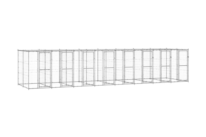 Hundgård för utomhusbruk galvaniserat stål med tak 19,36 m² - Silver - Möbler - Husdjursmöbler - Hundmöbler - Hundtillbehör & hundaccessoarer - Hundgrind & hundstaket