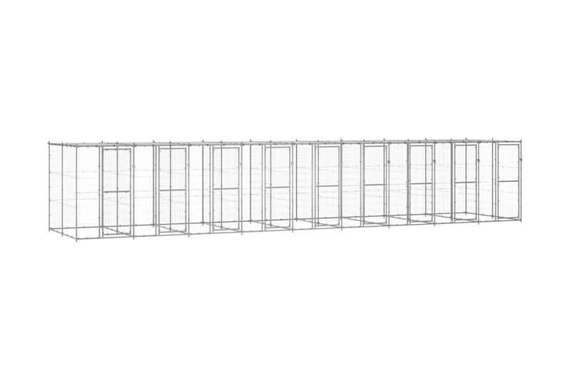 Hundgård för utomhusbruk galvaniserat stål med tak 21,78 m² - Silver - Möbler - Husdjursmöbler - Hundmöbler - Hundtillbehör & hundaccessoarer - Hundgrind & hundstaket