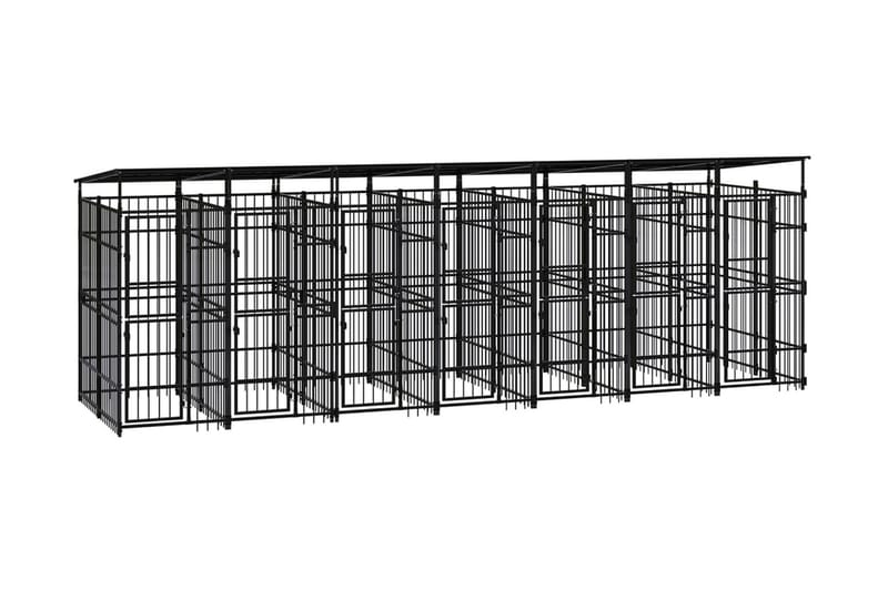 Hundgård för utomhusbruk ståltak 12,9 m² - Svart - Möbler - Husdjursmöbler - Hundmöbler - Hundtillbehör & hundaccessoarer - Hundgrind & hundstaket