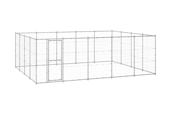 Hundgård för utomhusbruk galvaniserat stål 24,2 m² - Silver - Möbler - Husdjursmöbler - Hundtillbehör & hundaccessoarer - Hundgrind & hundstaket