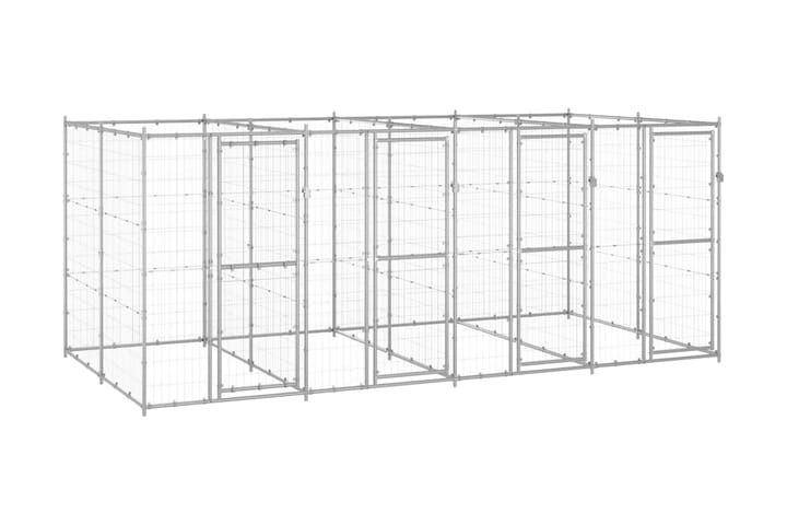 Hundgård för utomhusbruk galvaniserat stål 9,68 m² - Silver - Möbler - Husdjursmöbler - Hundtillbehör & hundaccessoarer - Hundgrind & hundstaket