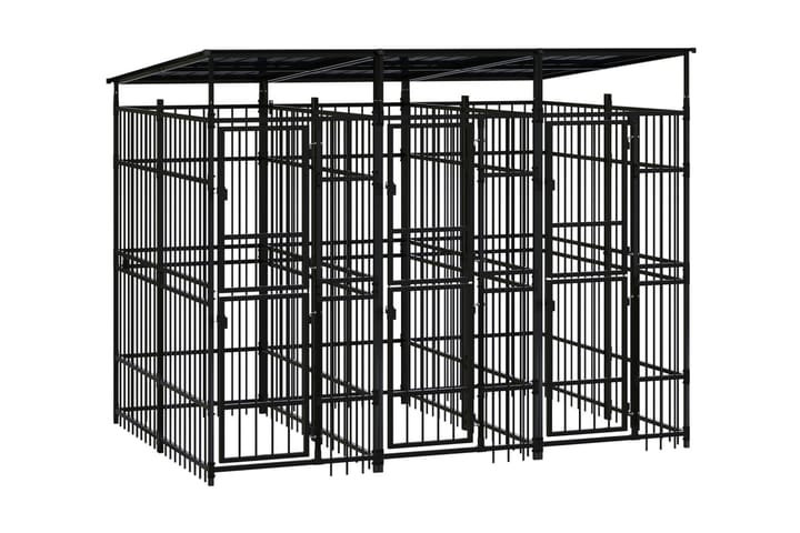 Hundgård för utomhusbruk ståltak 5,53 m² - Svart - Möbler - Husdjursmöbler - Hundtillbehör & hundaccessoarer - Hundgrind & hundstaket