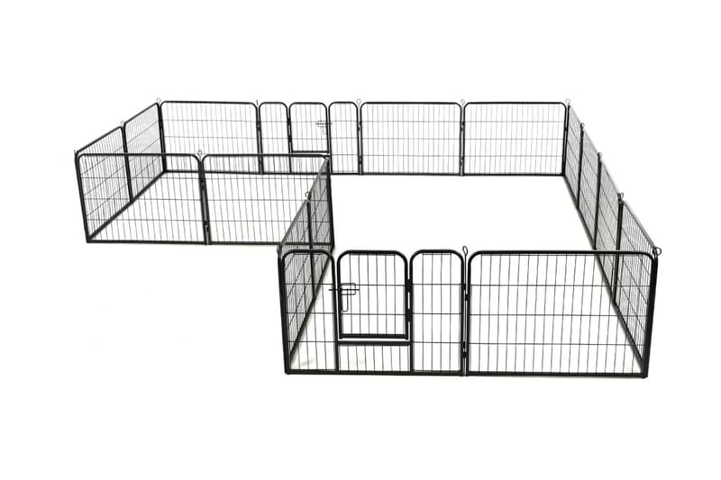 Hundhage 16 paneler stål 60x80 cm svart - Svart - Möbler - Husdjursmöbler - Hundtillbehör & hundaccessoarer - Hundgrind & hundstaket