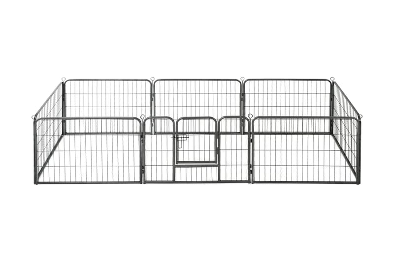 Hundhage 8 paneler stål 60x80 cm svart - Svart - Möbler - Husdjursmöbler - Hundtillbehör & hundaccessoarer - Hundgrind & hundstaket