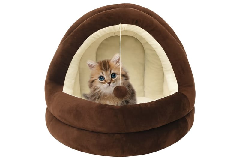Kattbädd 40x40x35 cm brun och gräddvit - Brun - Möbler - Husdjursmöbler - Kattmöbler - Kattbädd & kattsäng
