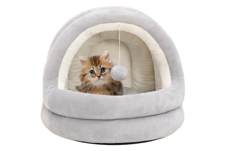 Kattbädd 50x50x45 cm grå och gräddvit - Grå - Möbler - Husdjursmöbler - Kattmöbler - Kattbädd & kattsäng