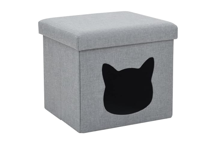 Kattbädd hopfällbar konstlinne 37x33x33 cm grå - Grå - Möbler - Husdjursmöbler - Kattmöbler - Kattbädd & kattsäng