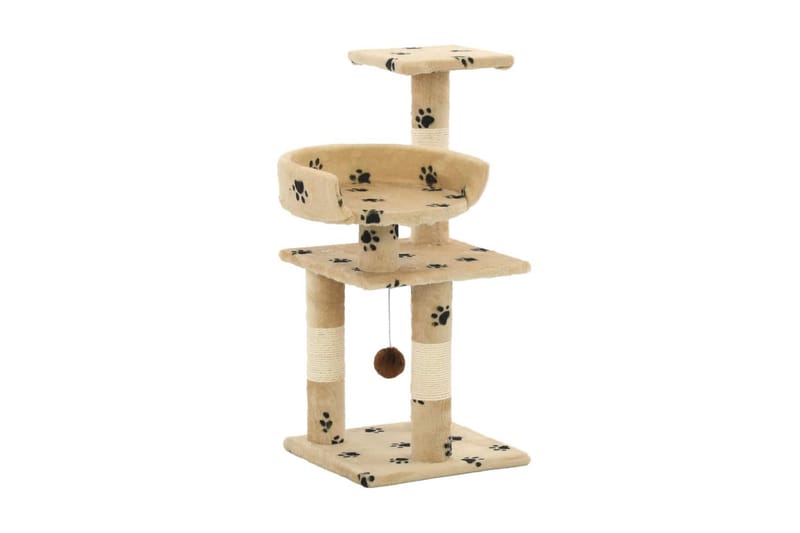 Katträd med klöspelare i sisal 65 cm tassavtryck beige - Möbler - Husdjursmöbler - Kattmöbler - Klösträd & klösmöbler