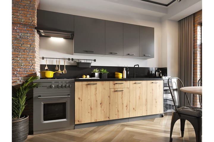 Köksmöbelset CLARA - Grå|Trä/natur - Möbler - Köksmöbler - Möbelset för kök & matplats
