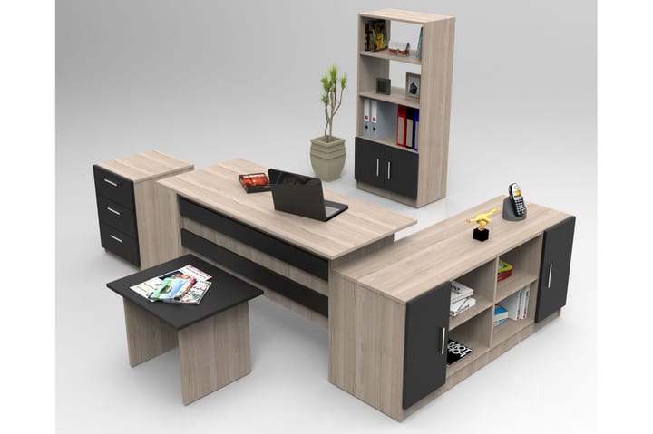 Möbelset Kontor ERTONSEA - Natur/Svart - Möbler - Kontorsmöbler - Möbelset för kontor