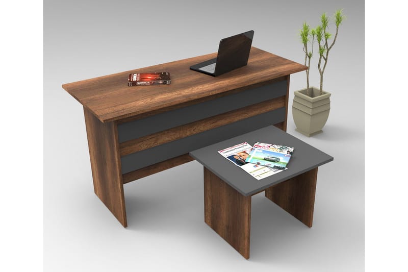 Möbelset Kontor GROLEDO - Teak/Antracit - Möbler - Kontorsmöbler - Möbelset för kontor