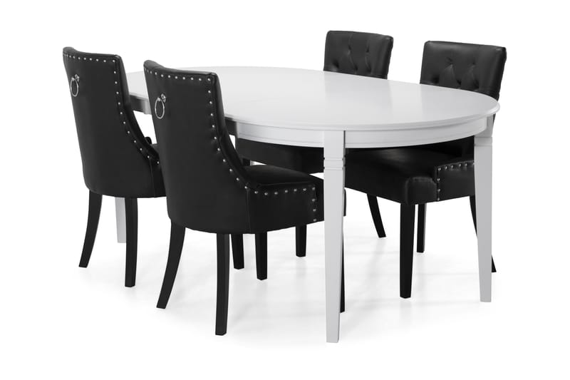 Matbord Lowisa med 4 st Tuva stolar - Svart - Möbler - Matgrupper - Oval matgrupp