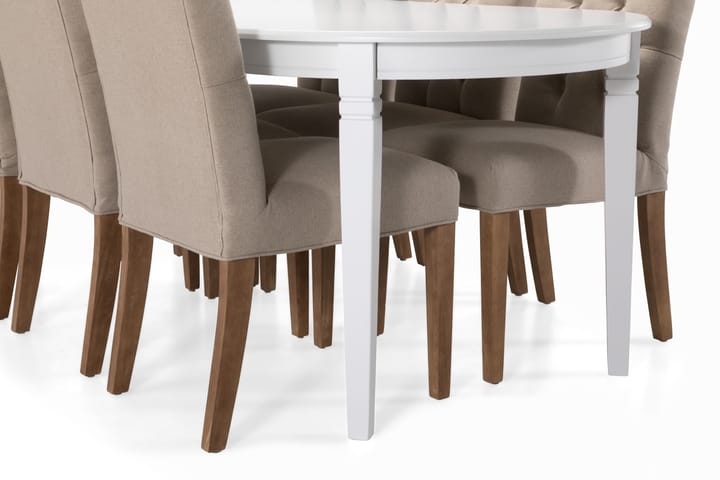 Matbord Lowisa med 6 st Emmie stolar - Beige|Vit - Möbler - Matgrupper - Oval matgrupp