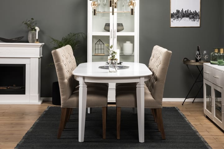 Matbord Lowisa med 6 st Emmie stolar - Beige|Vit - Möbler - Matgrupper - Oval matgrupp