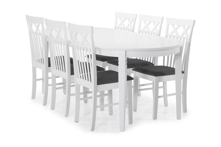 Matbord Lowisa med 6 st Magdalena stolar - Vit - Möbler - Matgrupper - Oval matgrupp