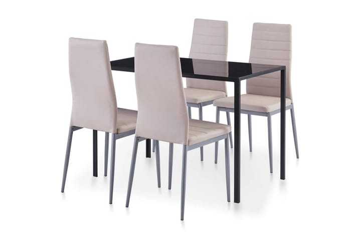 Matbord och stolar 5 delar cappuccino - Beige - Möbler - Matgrupper - Rektangulär matgrupp