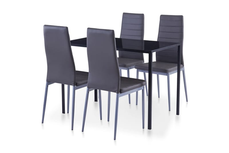 Matbord och stolar 5 delar grå - Grå - Möbler - Matgrupper - Rektangulär matgrupp