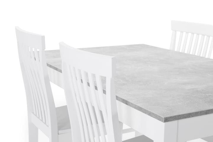 Matgrupp Montague med 4 st Milica stolar - Betong|Vit - Möbler - Matgrupper - Rektangulär matgrupp