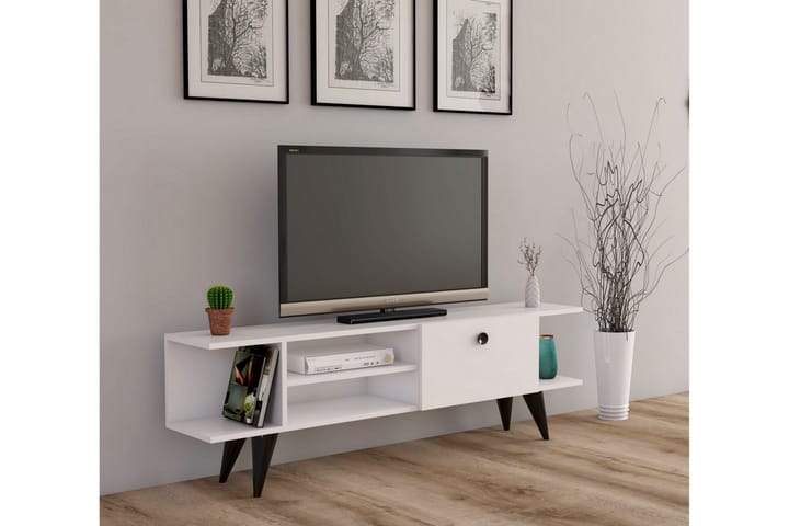 Tv-bänk 120 cm - Vit/Svart - Möbler - TV- & Mediamöbler - TV bänk & mediabänk