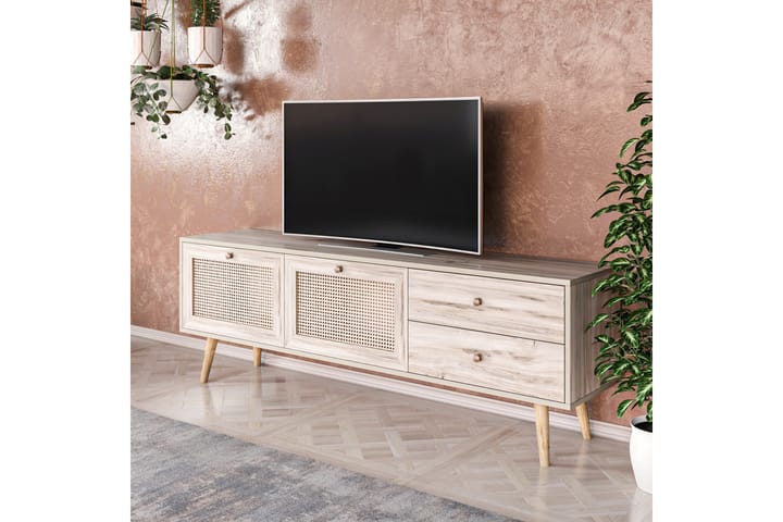 Tv-bänk 180 cm 4 Skåp - Sand/Natur - Möbler - TV- & Mediamöbler - TV-bänk & mediabänk