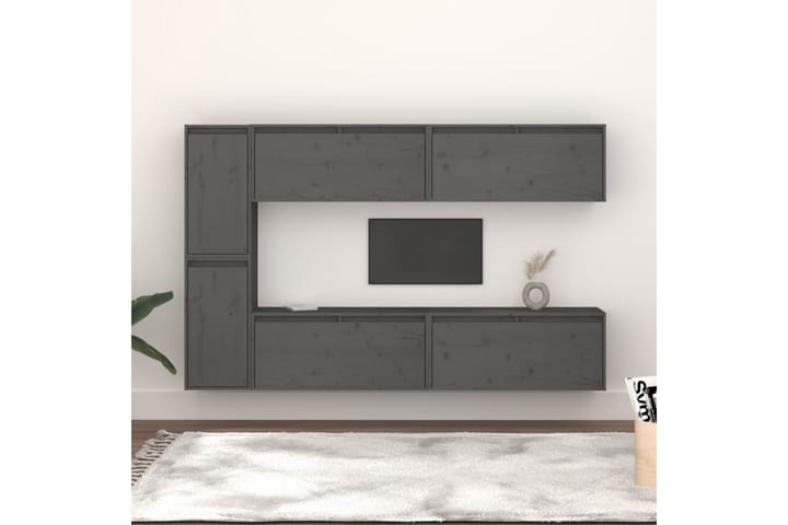 Tv-bänk 6 st grå massiv furu - Grå - Möbler - TV- & Mediamöbler - TV bänk & mediabänk