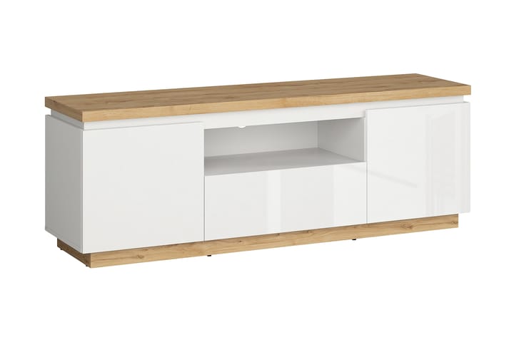 TV-bänk Andrepo 158x56 cm - Vit|Trä|natur - Förvaring - Garderober & garderobssystem