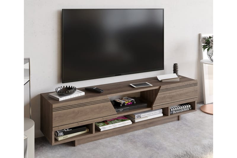 Tv-bänk Aspatria 160 cm - Mörkbrun - Möbler - TV- & Mediamöbler - TV-bänk & mediabänk